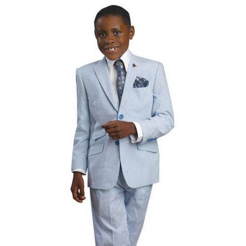 E. J. Samuel Water Blue Solid Boys Suit B1898